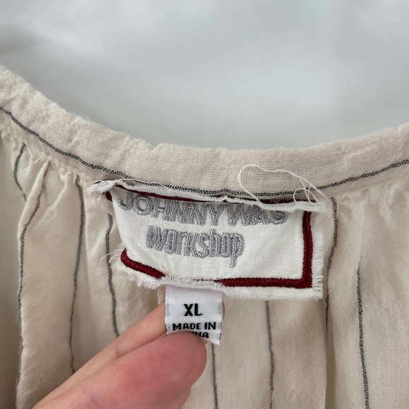 Johnny Was Juliene Embroidered Stripe Peasant Top Beige - Picture 3 of 9